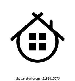Round rural house icon and logo. Vector isolated illustration on white background. 