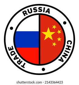 Round Russia China Trade Flag Clipart