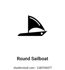 Round Sailboat icon vector isolated on white background, logo concept of Round Sailboat sign on transparent background, filled black symbol