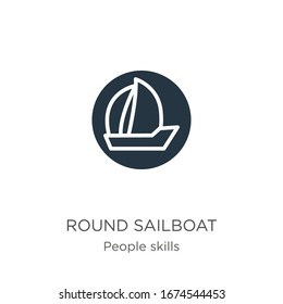 Round sailboat icon vector. Trendy flat round sailboat icon from people skills collection isolated on white background. Vector illustration can be used for web and mobile graphic design, logo, eps10