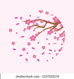 Round Sakura Or Cherry Blossom Falling Logo, Icons, Backgound