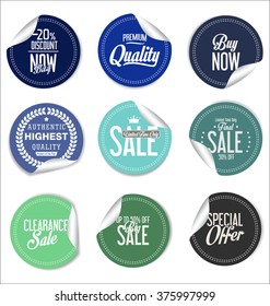 Round sale stickers on white background collection 