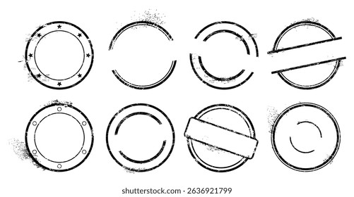 Round Sample Stamp Vector Set, Grunge Rubber Stamp Collection