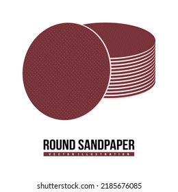 Round Sandpaper, vector illustration. Design sandpaper in Round shape  isolated on white background