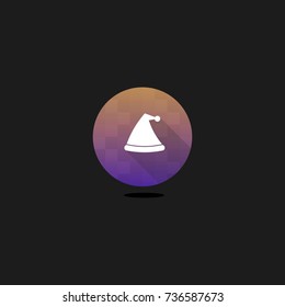 Round Santa Hat Modern Icon with Long Shadow
