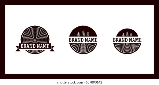 Round sawed wood for logo. Woodworking and forestry.