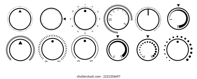 Round scale and controller volume level knob with