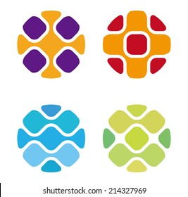 Round science molecule DNA style vector logo design template.Chip icon. Electronics circuit concept. You can use in biotechnology, energy, water and electricity equipment, computer concept icons.