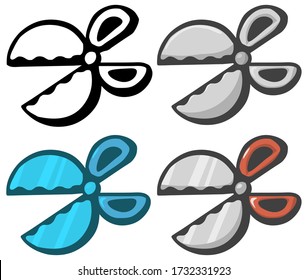 Round scissors design element symbol, vector illustration, horizontal, isolated
