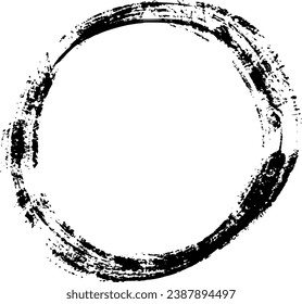Round scribble paintbrush stroke. Abstract artistic circle ink shape. Textural grunge brushstroke.