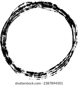 Round scribble paintbrush stroke. Abstract artistic circle ink shape. Textural grunge brushstroke.