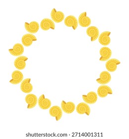 Round Sea Frame with Yellow Seashells
