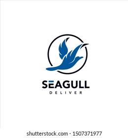 round seagull logo geometric fly bird, icon graphic design idea