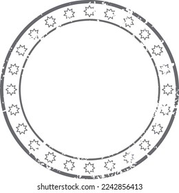Round seal with star circle. Blank stamp template