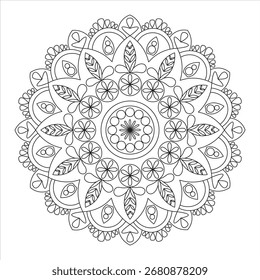Patrón de mandala de Vector floral sin costuras redondo.