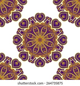 Round Seamless ornament pattern mandala. EPS-8 vector background. Floral motif.