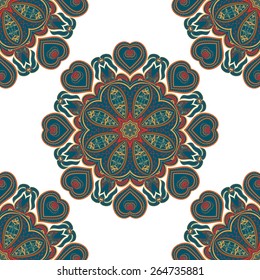 Round Seamless ornament pattern mandala. EPS-8 vector background. Floral motif.