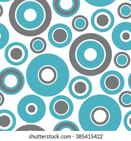 Round seamless pattern of random circles and rings. Dotted round seamless background, pattern, ornament. Vector illustration.