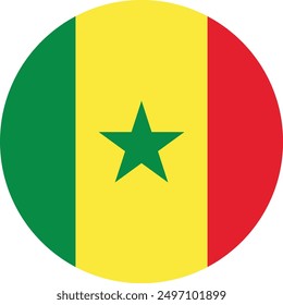 Round Senegal flag , Circle flag of Senegal . Senegal flag button . Vector illustration