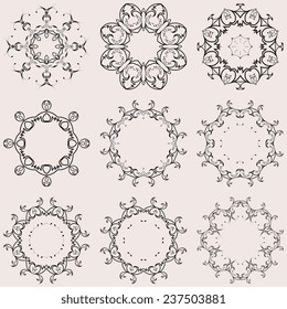 A round set of ornaments. Vector illustration