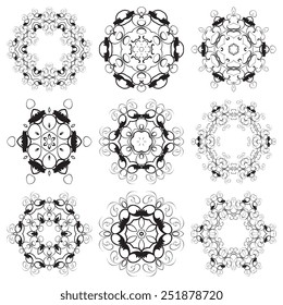 A round set of ornaments. Vector illustration