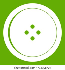 Round sewing button icon white isolated on green background. Vector illustration