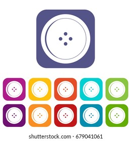 Round sewing button icons set vector illustration in flat style In colors red, blue, green and other