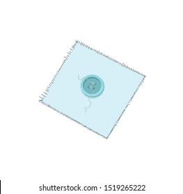 round sewn button on patch vector illustration