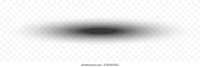 Round shadow. Realistic shadow drop of different objects. Light effect of shadows on transparent background for mockup design, overlay and product display. Vector illustration.