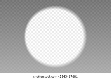Round shadow. Spotlight mockup, lamp or lantern rays. Shadow overlay effect. Applicable for mockups. Vector illustration