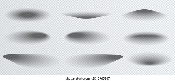 Round shadows isolated transparent background  Circle shadow template   Vector illustration