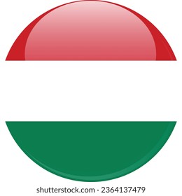 Runde Shape-3D-Button-Nationalflagge Ungarn Vektor