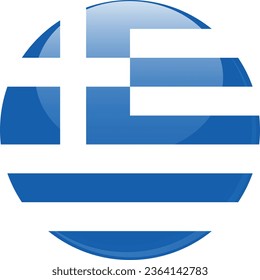 Botón de forma redonda 3D Bandera nacional del vector de Grecia