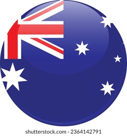 Round Shape 3D Button National Flag of Australia | Background Flag