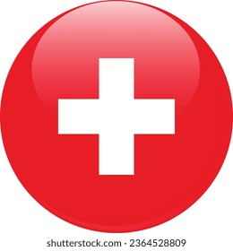 Round Shape 3D Button National Flag of Switzerland  | Background Flag
