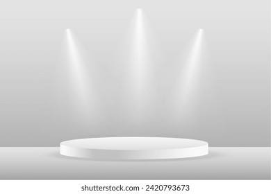 round shape 3d pedestal background with spot light effect for object promotion vector