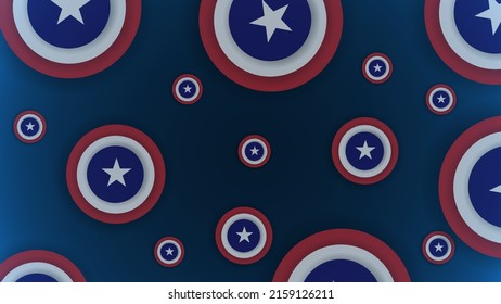 Round shape American flag model pattern for Memorial day. Poster design, vector.