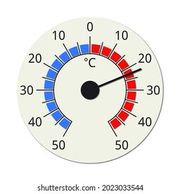 Round shape Celsius thermometer on white background. Vector illustration.