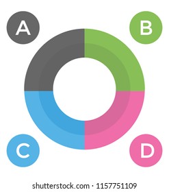 
Round shape chart with infographics depicting doughnut chart 

