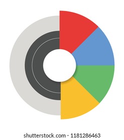 
Round shape chart with infographics depicting doughnut chart 
