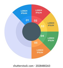 Round shape chart with infographics depicting doughnut graph