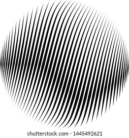 Round shape circle design element black monochrome stripped visual effect halftone monochrome black isolated on white vector sign symbol background