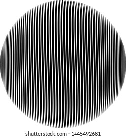 Round shape circle design element black monochrome stripped visual effect halftone monochrome black isolated on white vector sign symbol background