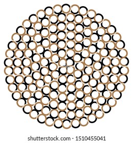 Round shape with circle dots. Vector chain template texture.