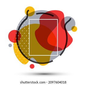 Rundform farbige Farbflüssigkeiten Vektorgrafik einzeln auf Weiß, modernes Design-Kompositionslayout für Webbanner, abstrakter Hintergrund-künstlerischer Stil.