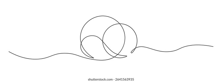 Round shape in continuous line art style in continuous line drawing style. Minimalist round shape sketch in black linear isolated on white background. Vector illustration