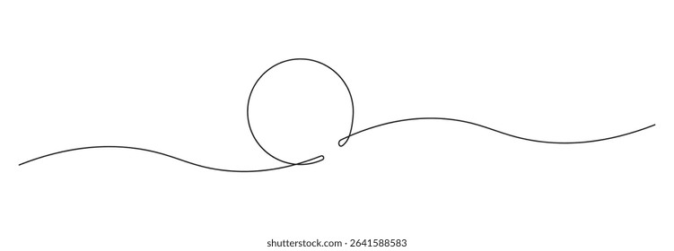 Round shape in continuous line art style in continuous line drawing style. Minimalist round shape sketch in black linear isolated on white background. Vector illustration