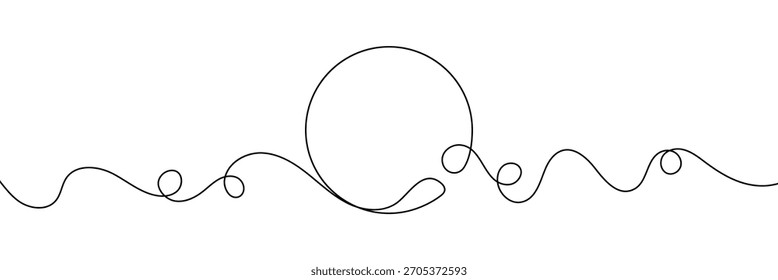 Forma redonda en estilo de arte de línea continua en estilo de dibujo de línea continua. Boceto de forma redonda minimalista en línea negra aislado sobre fondo blanco. Ilustración vectorial .EPS 10 .	
