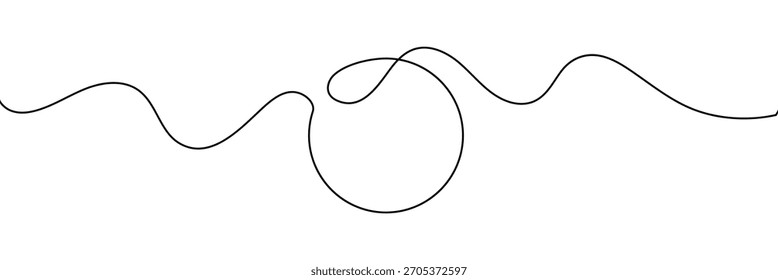 Forma redonda en estilo de arte de línea continua en estilo de dibujo de línea continua. Boceto de forma redonda minimalista en línea negra aislado sobre fondo blanco. Ilustración vectorial .EPS 10 .	
