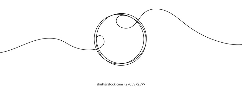 Forma redonda en estilo de arte de línea continua en estilo de dibujo de línea continua. Boceto de forma redonda minimalista en línea negra aislado sobre fondo blanco. Ilustración vectorial .EPS 10 .	
